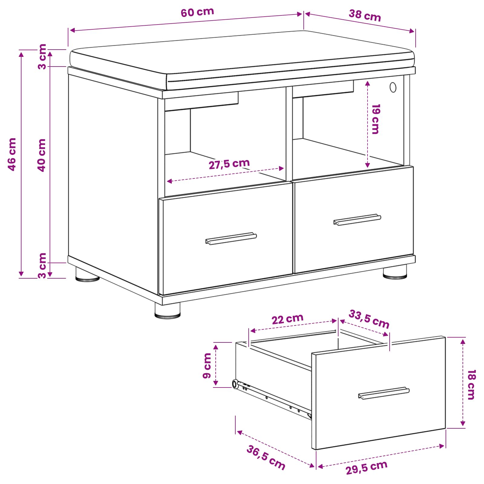 vidaXL Schuhbank mit Kissen Artisan-Eiche 60 x 38 x 46 cm – Bild 10