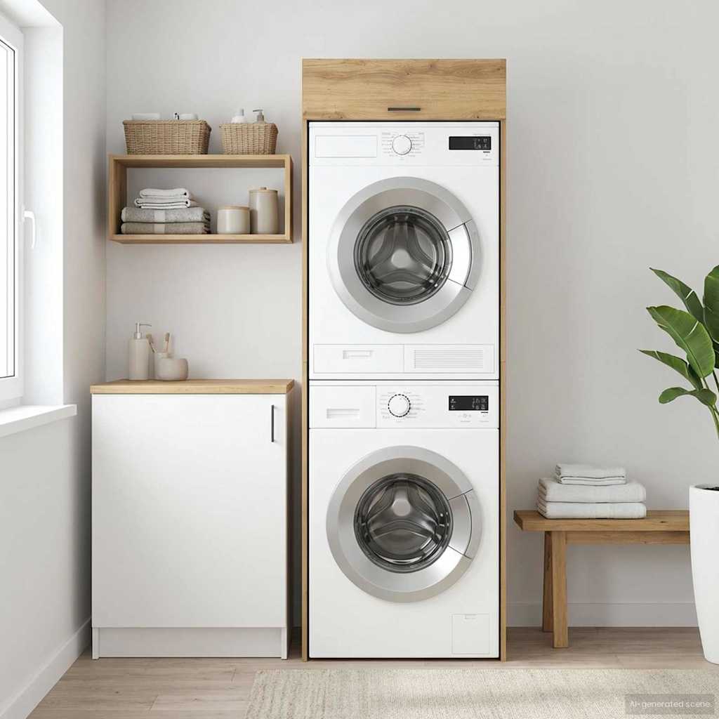 vidaXL Waschmaschinen-Schrank mit Tür Artisan-Eiche 67,5 x 68 x 200 cm