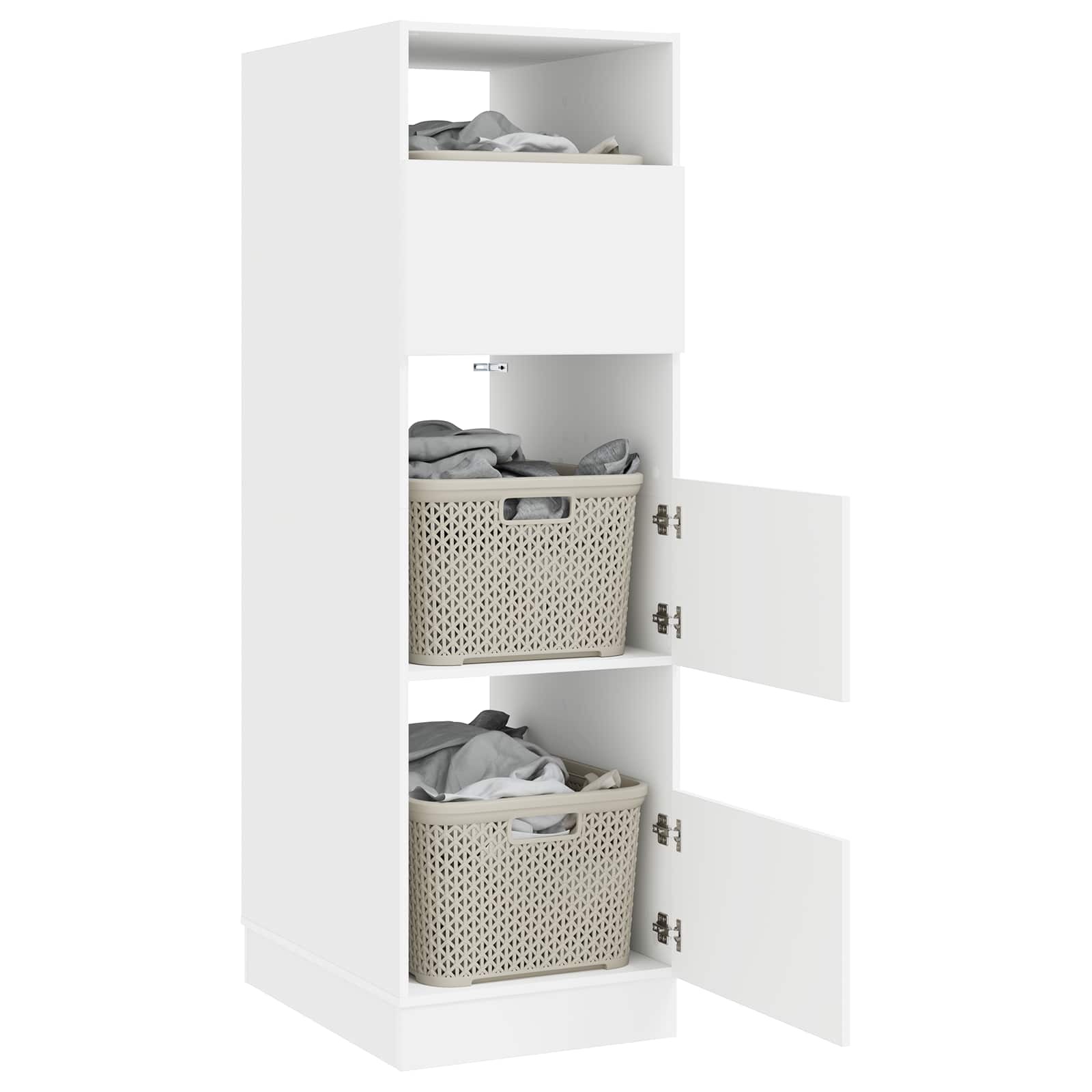 Thumbnail - vidaXL Wäscheschrank mit Speicher mit Tür Weiß Holzwerkstoff