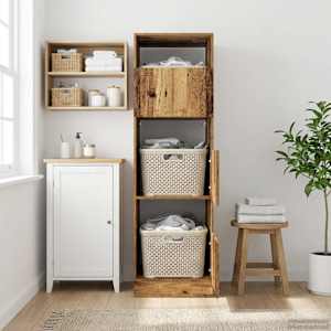 Omara za perilo s shranjevanjem Umetni hrast Konstruiran les