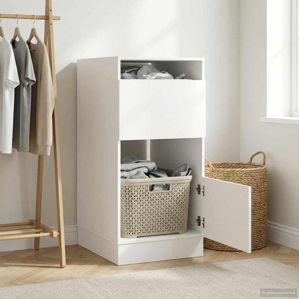 vidaXL Wäscheschrank mit Speicher Weiß 50 x 68 x 102 cm Holzwerkstoff