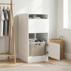 Omara za perilo z vrati Bela 50 x 68 x 102 cm Konstruiran les