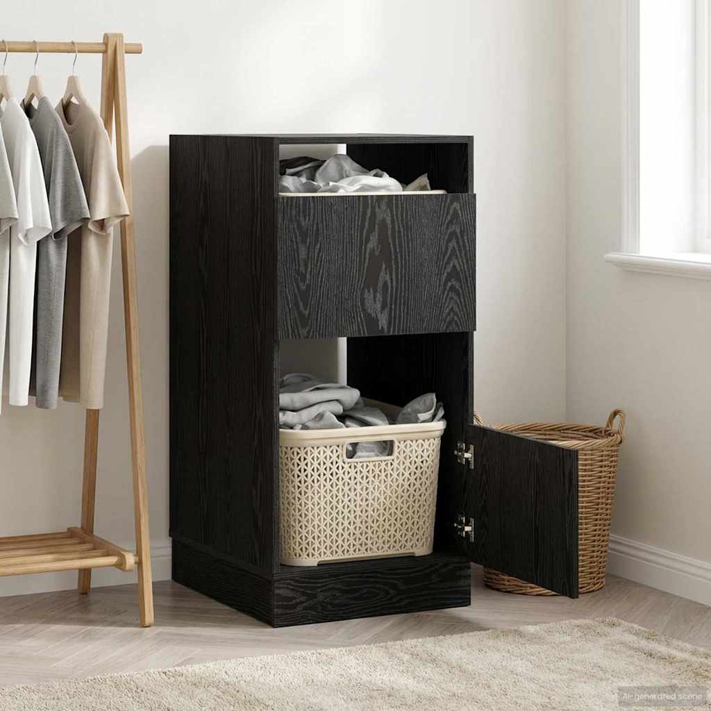 vidaXL Wäscheschrank mit Tür Schwarz Eichen-Optik 50 x 68 x 102 cm