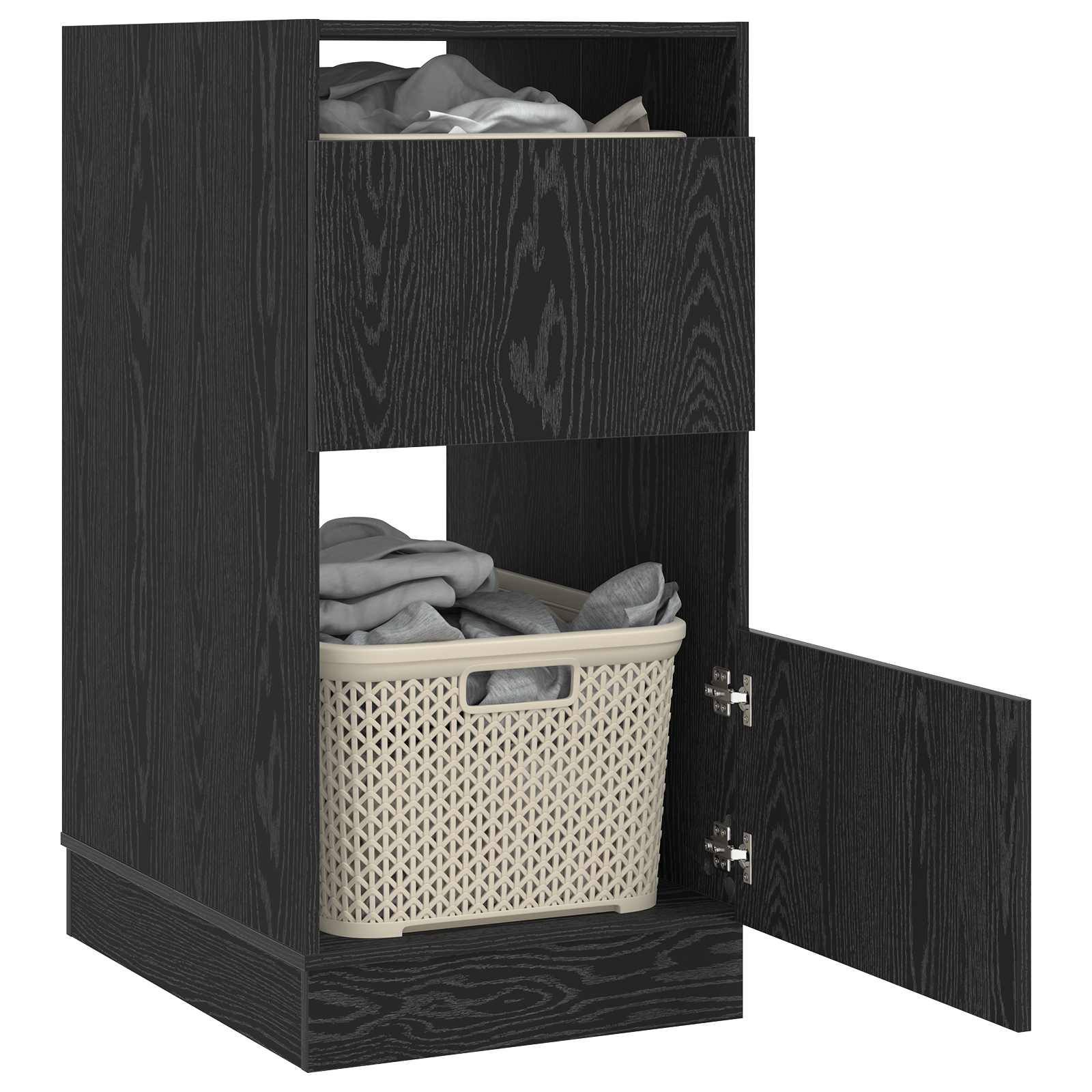 Thumbnail - vidaXL Wäscheschrank mit Tür Schwarz Eichen-Optik 50 x 68 x 102 cm