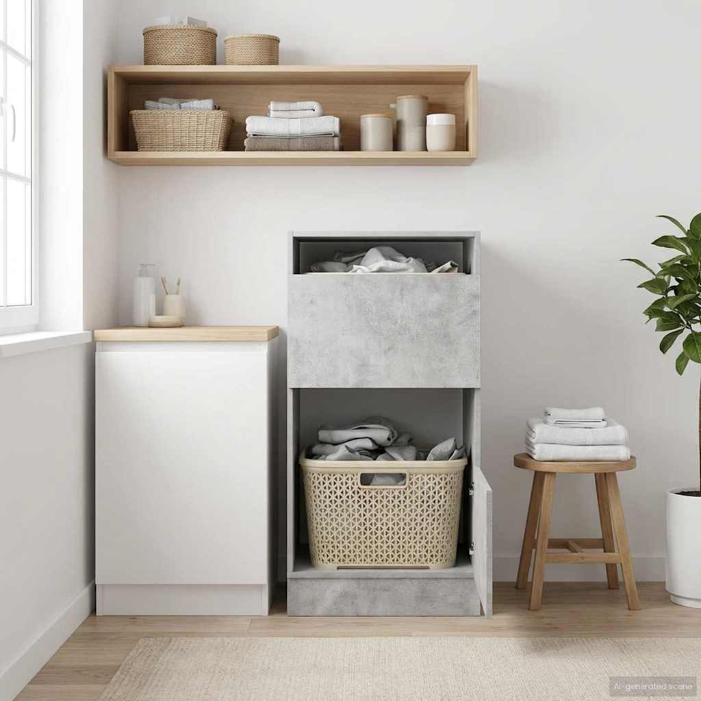 Pyykkikaappi säilytystilassa ovella Betoni Tekninen puu