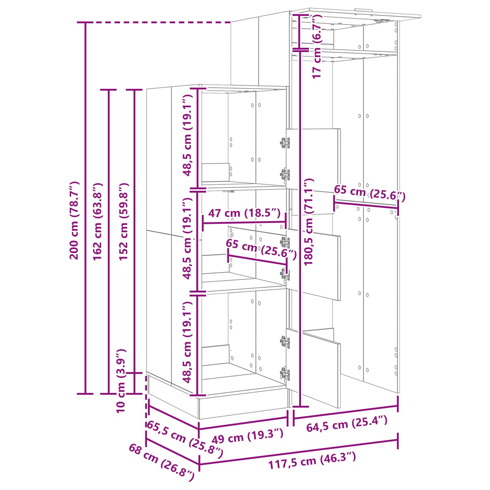 Laundry Cabinet Set size guide
