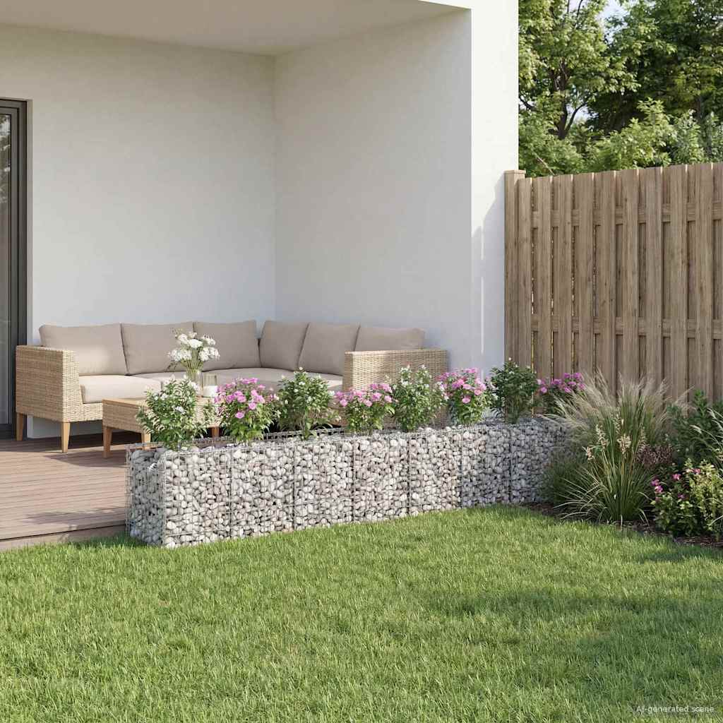 Gabionska dvignjena postelja 2 pcs srebrna 400 x 50 x 60 cm - slika 4