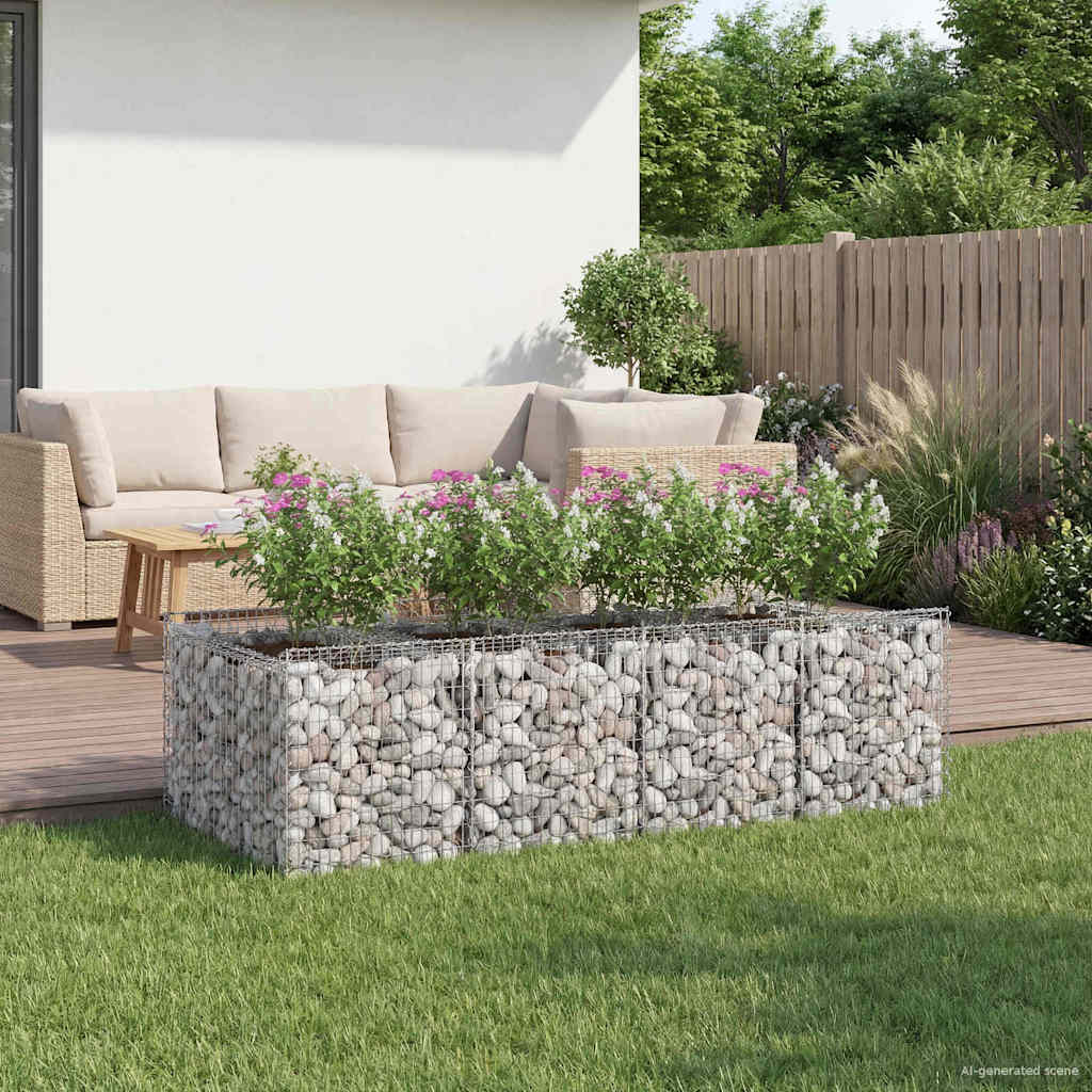 vidaXL Pat ridicat din gabion 2 pcs Argintiu