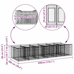 Gabionový vyvýšený záhon 2 pcs Stříbrná - obrázek 10