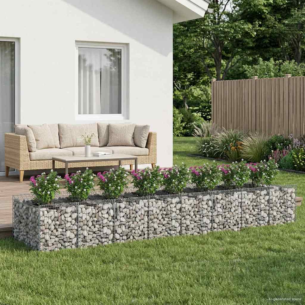 vidaXL Pat ridicat din gabion 3 pcs Argintiu