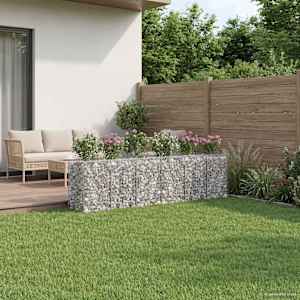 Gabionska dvignjena postelja 3 pcs srebrna 400 x 50 x 80 cm