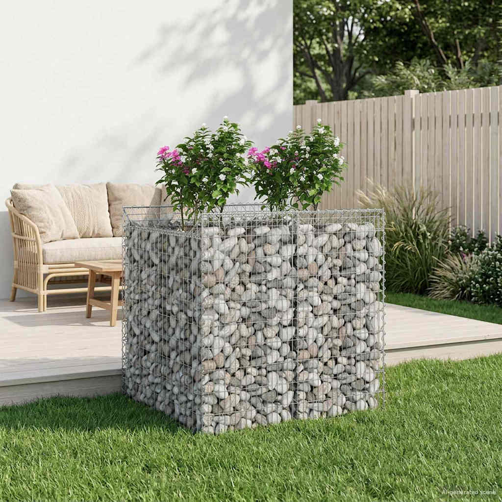 vidaXL Pat ridicat din gabion 2 pcs Argintiu