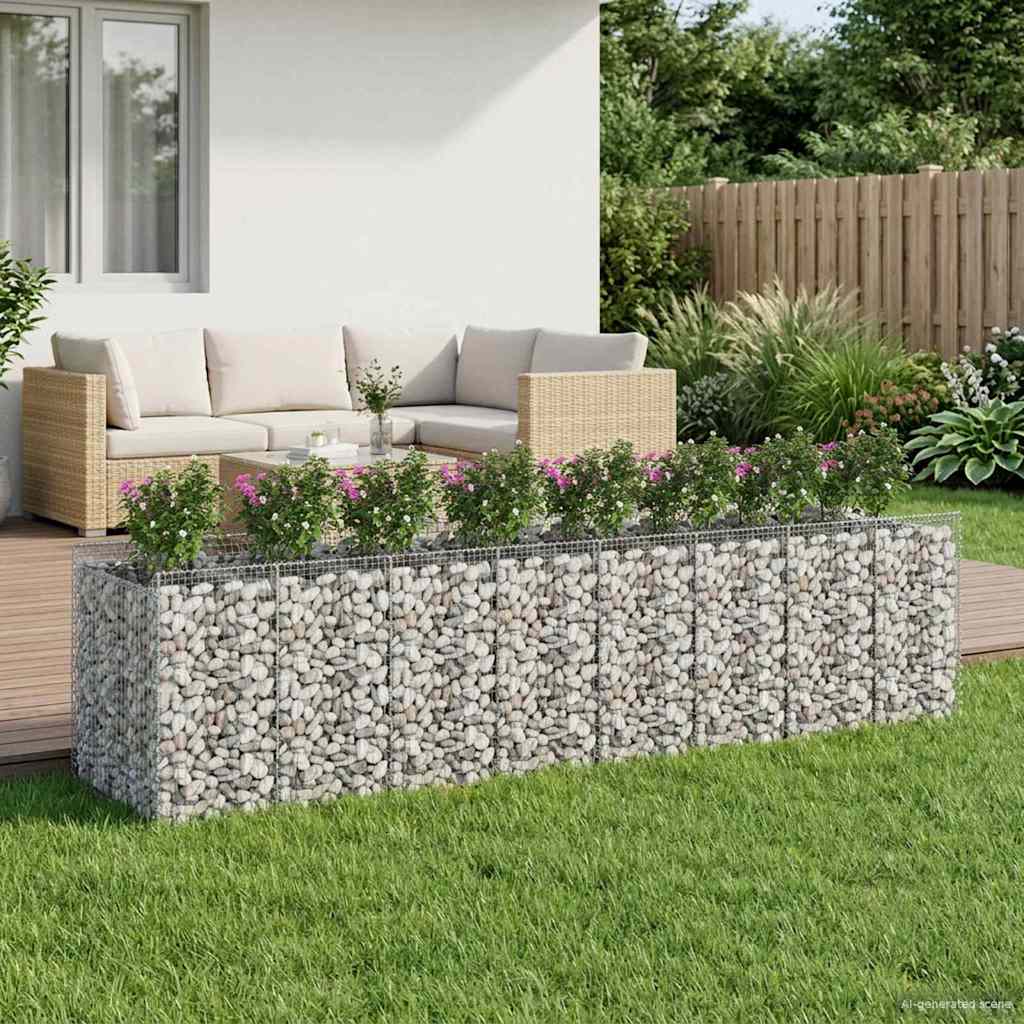 vidaXL Pat ridicat din gabion 4 pcs Argintiu