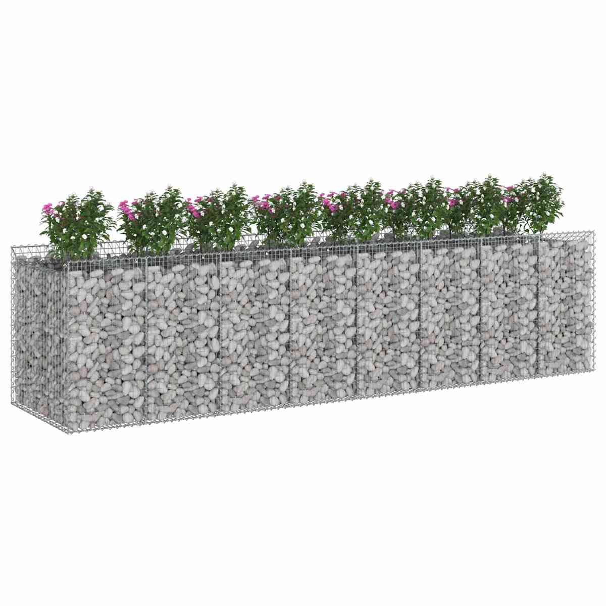 Gabion højbed 4 stk. Galvaniseret stål Sølv - Billede 3