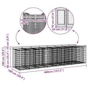 Gabionový vyvýšený záhon 4 pcs Stříbrná - obrázek 10