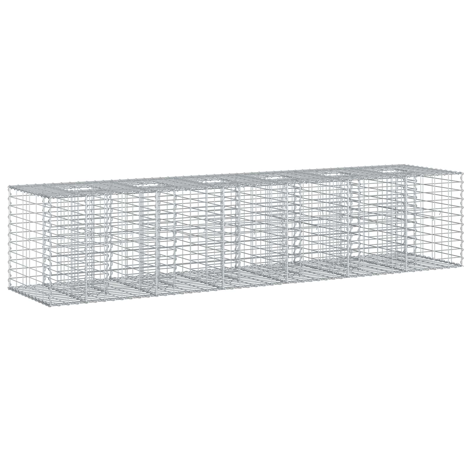 vidaXL Gabionen Hochbeet 2 pcs Silber 260 x 60 x 55 cm