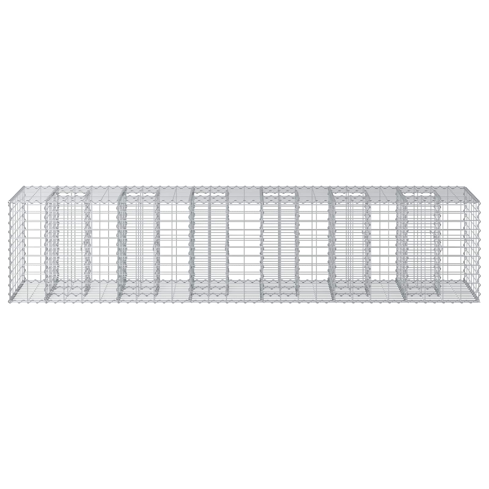 Gabion emelt ágy 2 pcs Ezüst 260 x 60 x 55 cm Horganyzott acél