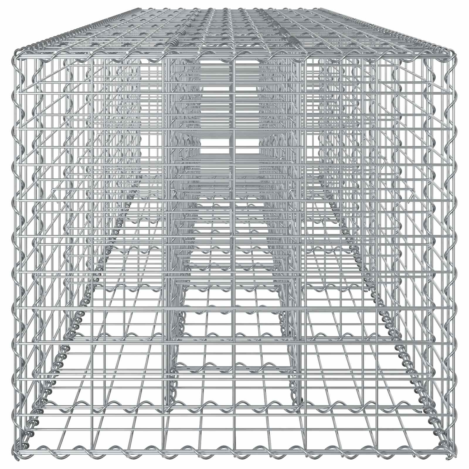 Gabion emelt ágy 2 pcs Ezüst 260 x 60 x 55 cm Horganyzott acél