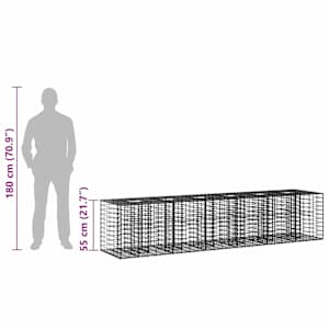Gabionový vyvýšený záhon 2 pcs Stříbrná 260 x 60 x 55 cm - obrázek 9