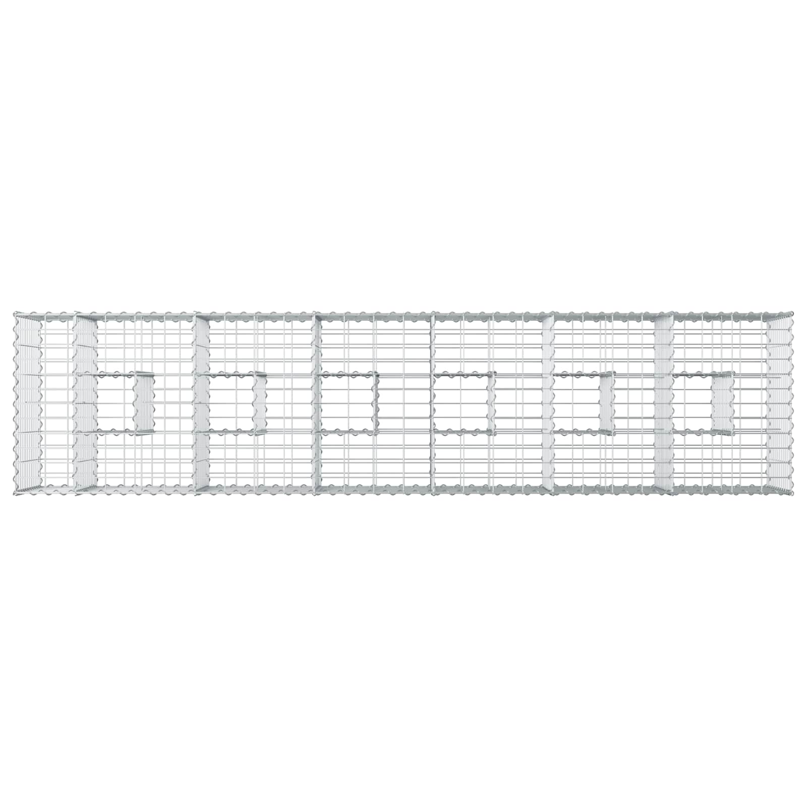 Gabion emelt ágy 2 pcs Ezüst 260 x 60 x 55 cm Horganyzott acél