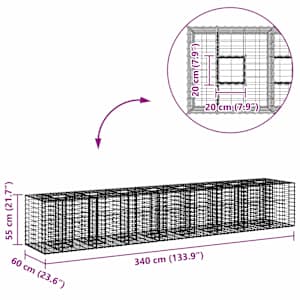 Gabionový vyvýšený záhon 2 pcs Stříbrná 340 x 60 x 55 cm - obrázek 8