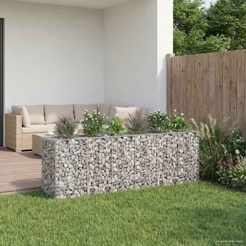 vidaXL Pat ridicat din gabion 2 pcs Argintiu 250 x 50 x 80 cm