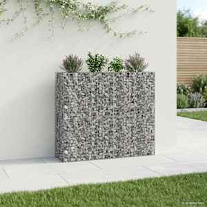 Gabionska dvignjena postelja 2 pcs srebrna 170 x 50 x 150 cm