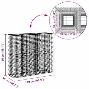 Gabionový vyvýšený záhon 2 pcs Stříbrná 170 x 50 x 150 cm - obrázek 8