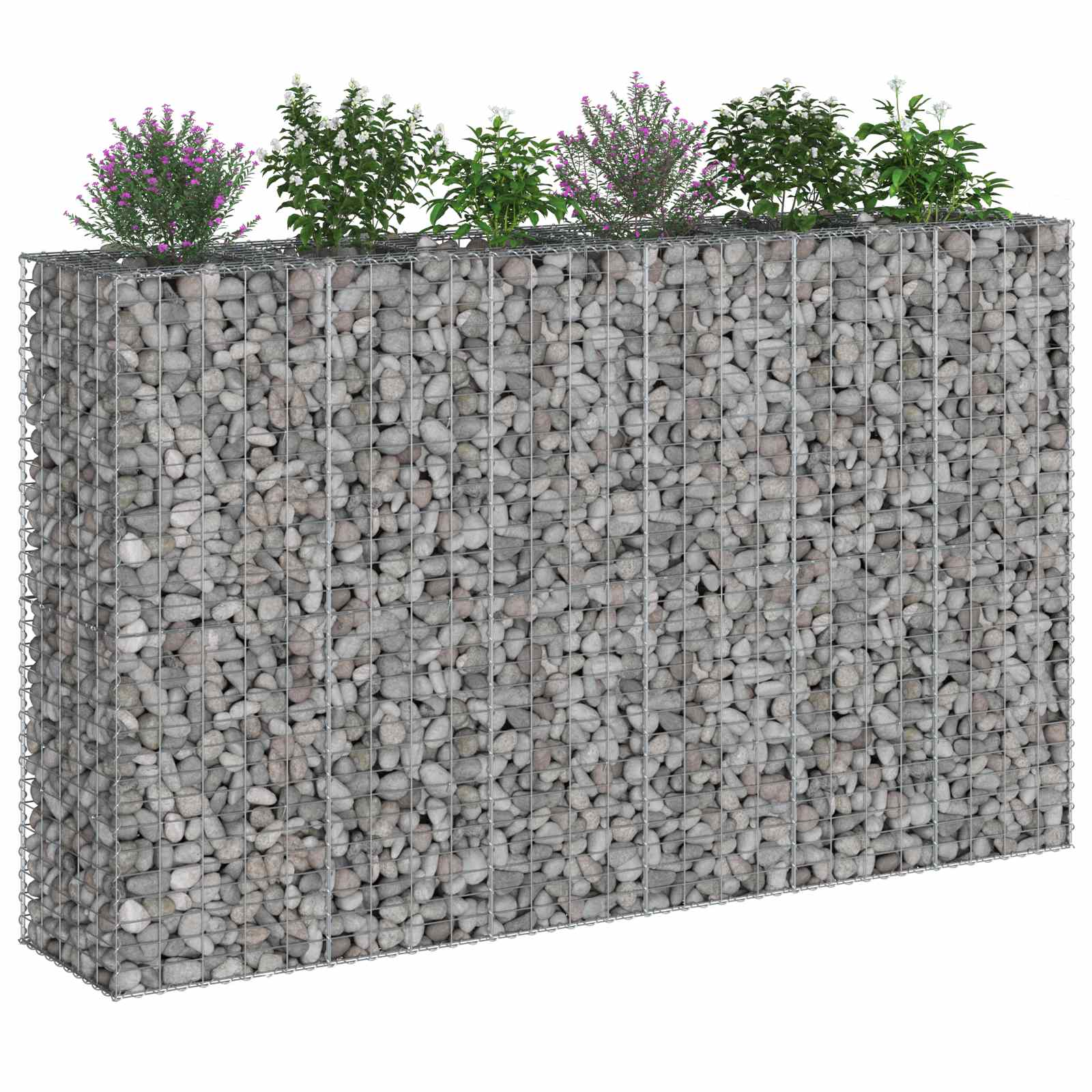 Gabion emelt ágy 3 pcs Ezüst 250 x 50 x 150 cm Horganyzott acél