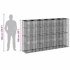 Gabionový vyvýšený záhon 3 pcs Stříbrná 250 x 50 x 150 cm - obrázek 9