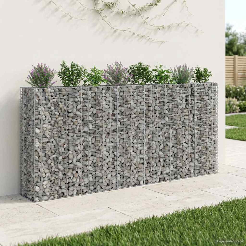 vidaXL Pat ridicat din gabion 4 pcs Argintiu 330 x 50 x 150 cm