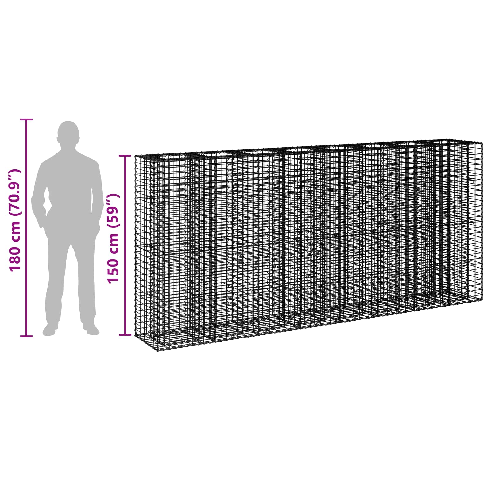 Gabion Verhoogd Bed 4 pcs Zilver 330 x 50 x 150 cm - Afbeelding 11