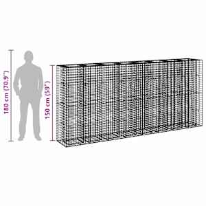 Gabionový vyvýšený záhon 4 pcs Stříbrná 330 x 50 x 150 cm - obrázek 9