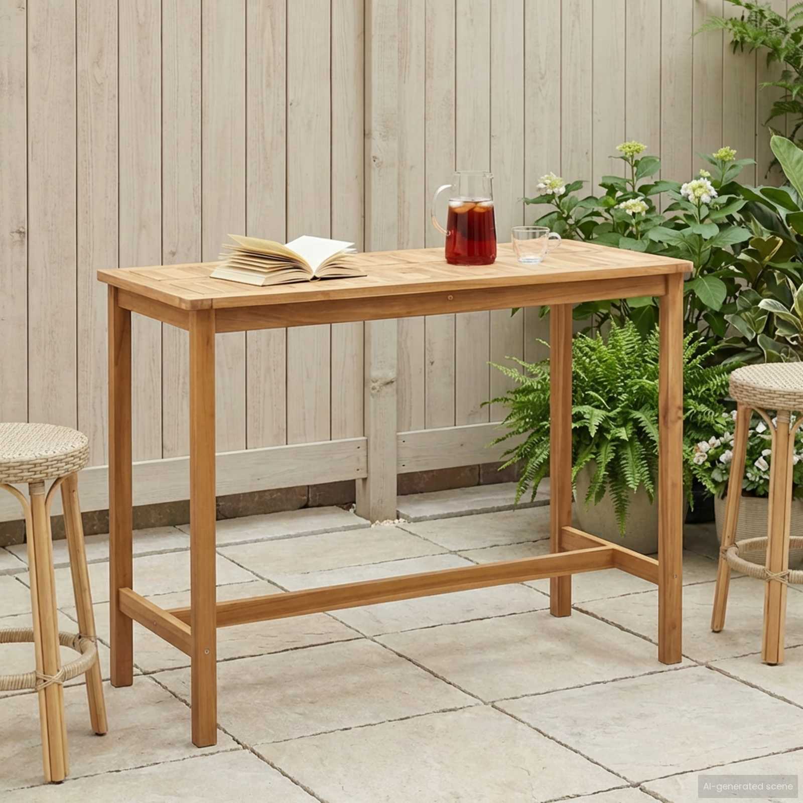 Bartafel Naturel 150 x 75 x 105 cm Massief Teakhout image 1