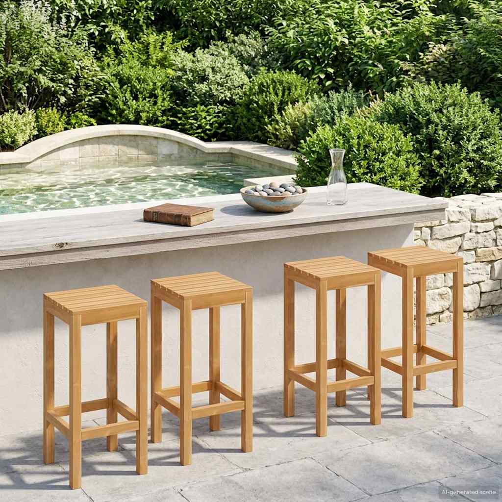 Barkruk 4 pcs Bruin Massief Teakhout image 1