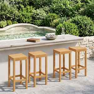 Barski stol 4 pcs Naravna 35 x 35 x 75 cm Trden tikov les