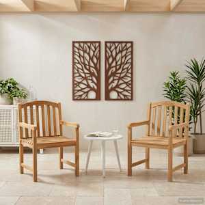 Ročno črtana vrtnarska stolica 2 pcs Naravna 58 x 60 x 90 cm