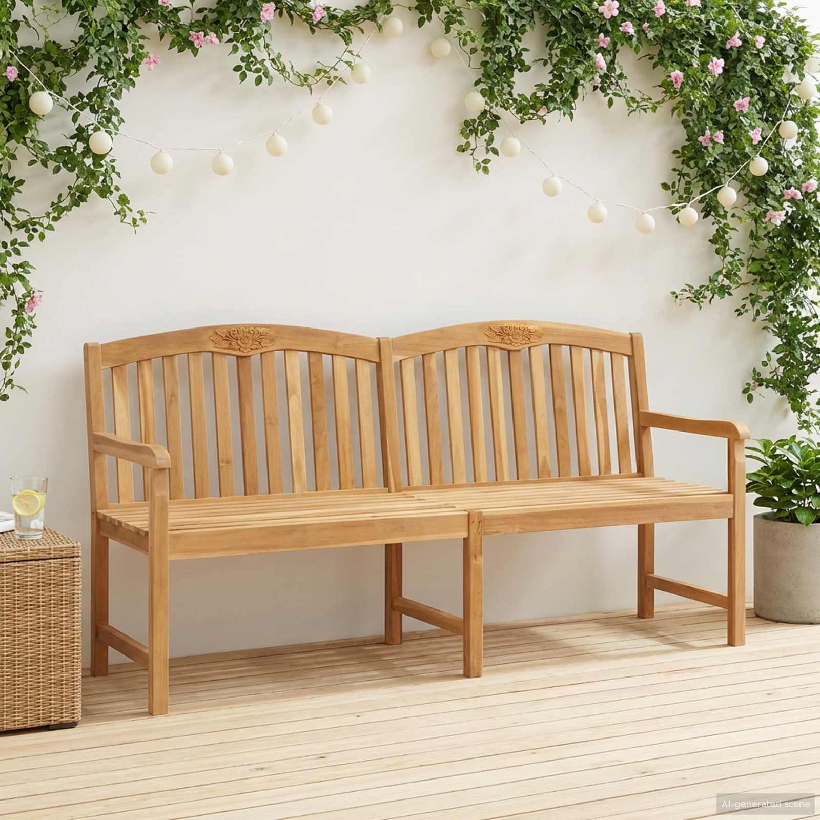 vidaXL Handsnidad Rosab&auml;nk Naturlig 150 x 60 x 90 cm Massivt teaktr&auml;