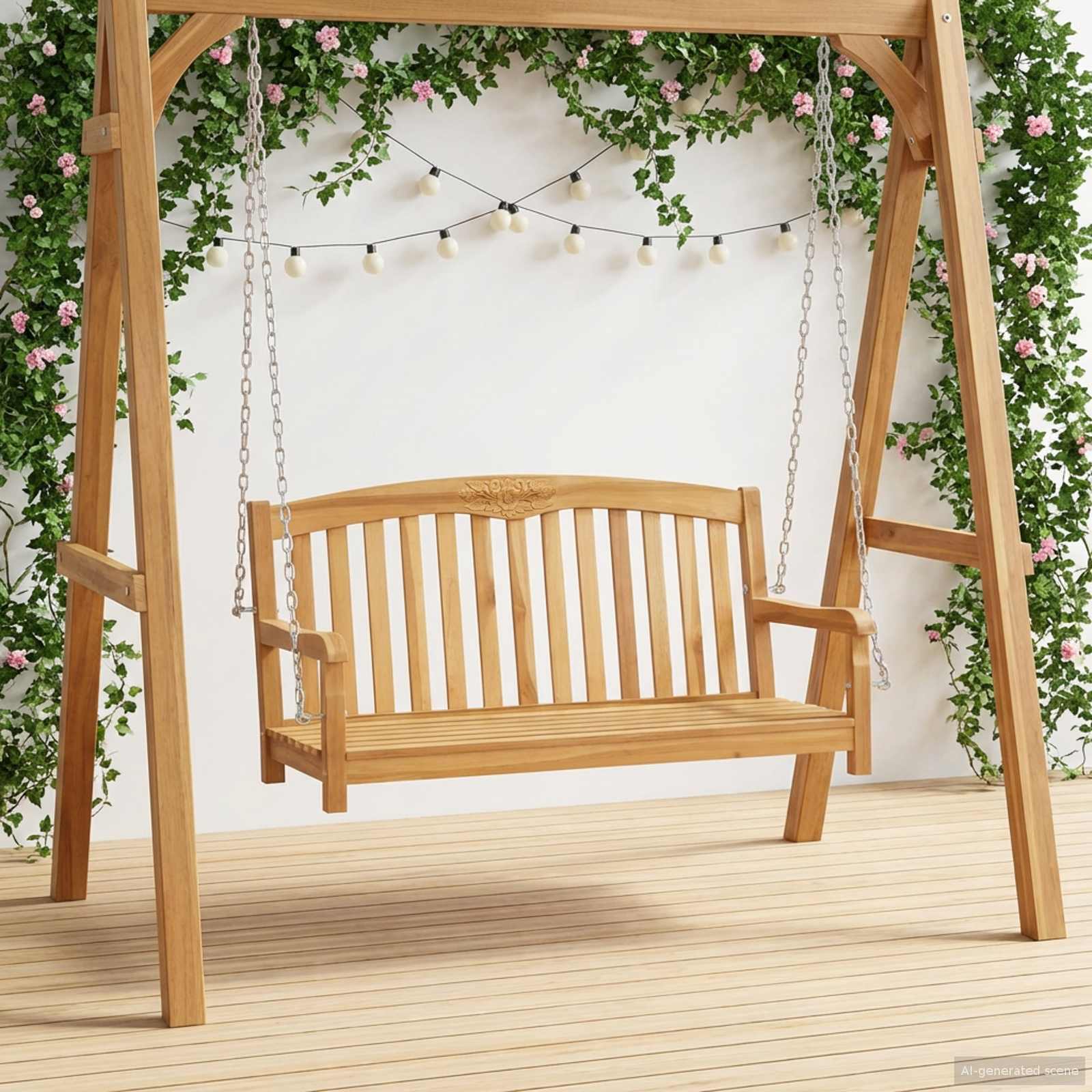 vidaXL Bancă swinging natural 114 x 61 x 61,5 cm Lemn solid de tec