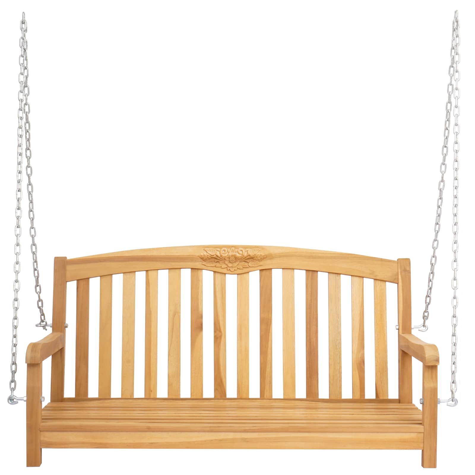 vidaXL Gugalna klop Naravna 114 x 61 x 61,5 cm Trden tikov les - slika 3