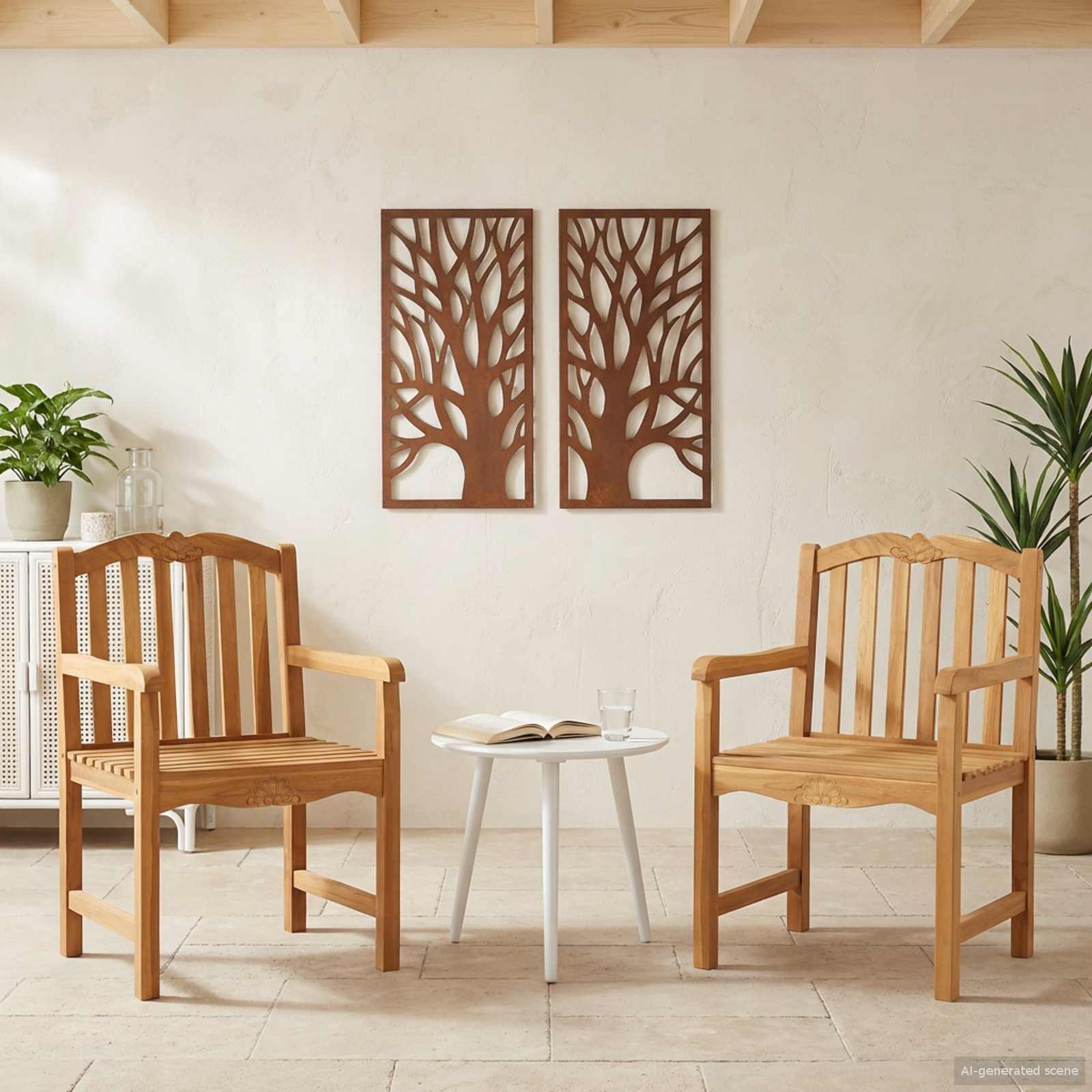 vidaXL Scaun pentru Grădină 2 pcs natural 58 x 60 x 93 cm