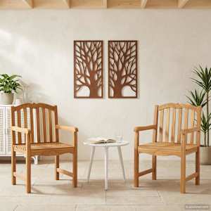 Vrtni Stol 2 pcs Naravna 58 x 60 x 93 cm Trden tikov les