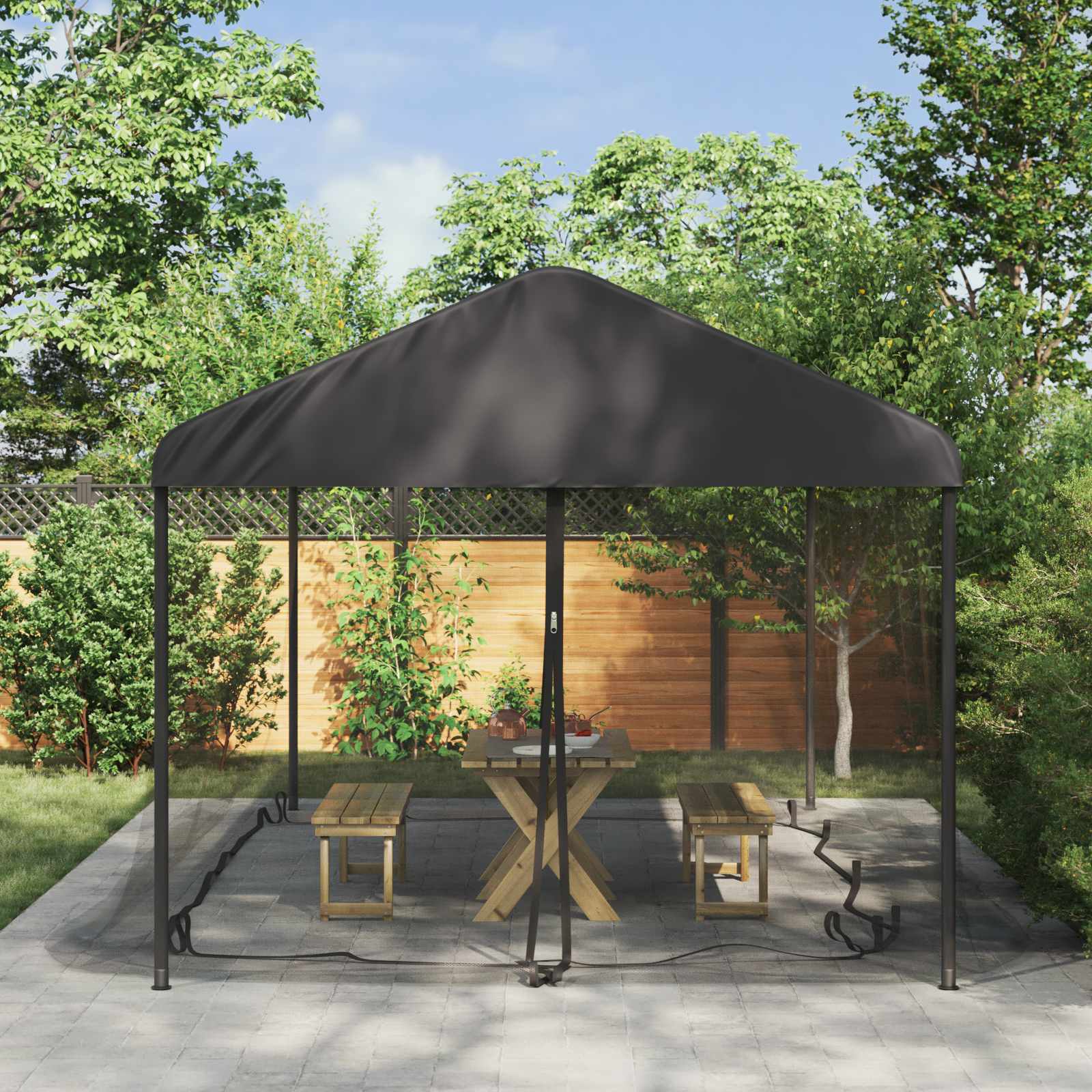 vidaXL Plasă de țânțari pentru foișor 220 plasă Negru 6 x 3 x 2 m