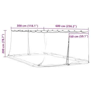 Moskytiéra pro altán 220 mesh Černá 6 x 3 x 2 m Polyester - obrázek 9