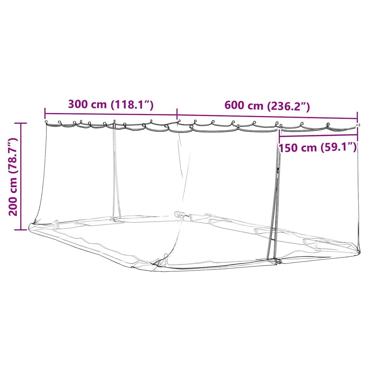 Myggenet til pavillon 220 mesh Polyester - Billede 9