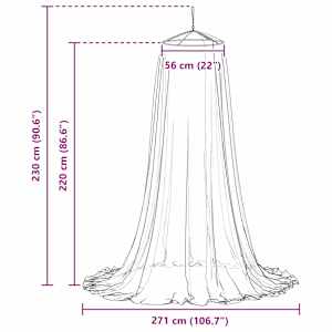 Moskytiéra na postel 156 mesh Černá ⌀56 x 220 cm Polyester - obrázek 6