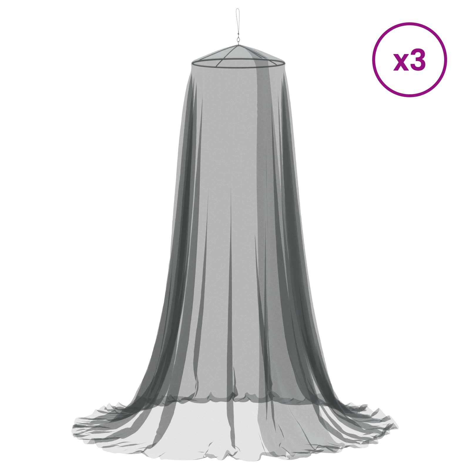 Komarica za posteljo 3 pcs 156 mesh Črna Ø56 x 220 cm Poliester - slika 3
