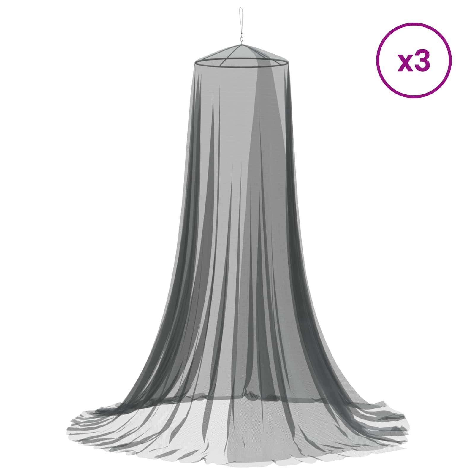 Komarica za posteljo 3 pcs 156 mesh Črna Ø56 x 220 cm Poliester - slika 3