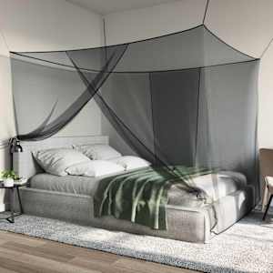 Mosquito Net pro postel 156 síť 3 pcs Černá Polyester - obrázek 4