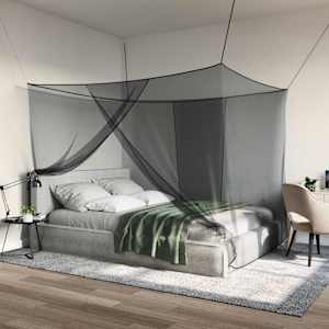 Mosquito Net pro postel 156 síť 3 pcs Černá Polyester - obrázek 1